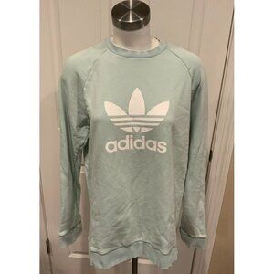 Adidas Light Green Long Sleeve Sweatshirt W/ White Logo, Size Medium